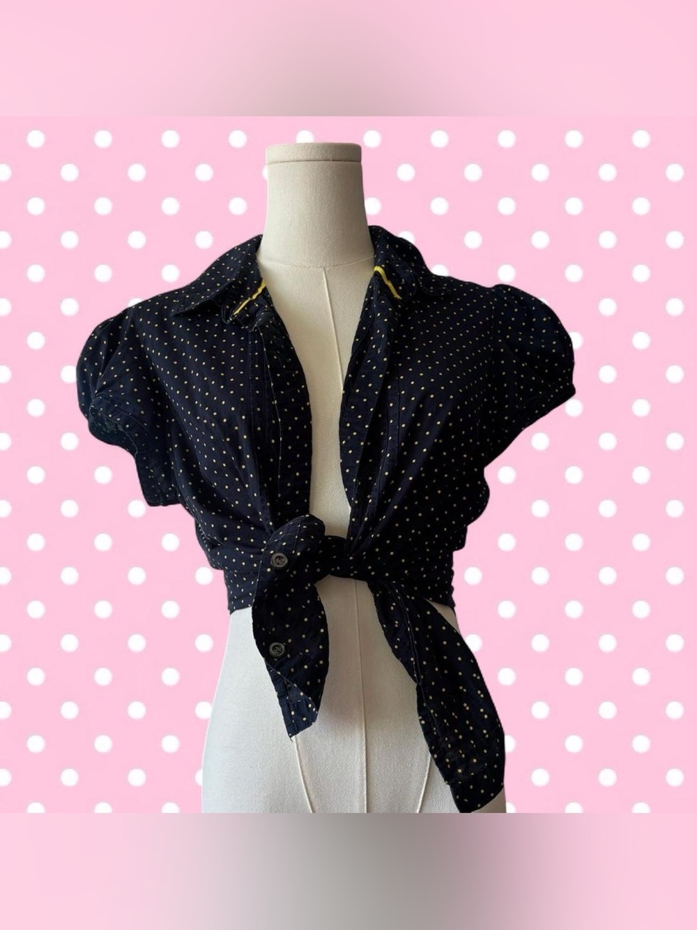 Tommy Hilfiger Navy Polka Dot Tie-Front Crop Top